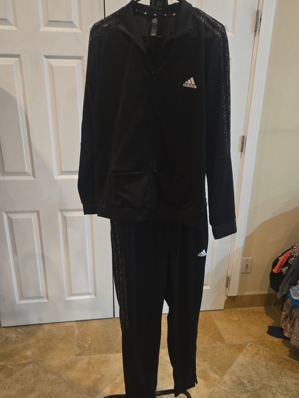 adidas Black Leopard stripes Wonens Joggers Set